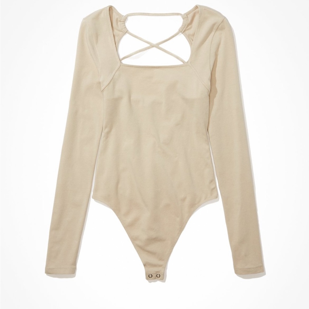 American Eagle Long Sleeve Criss Cross Bodysuit